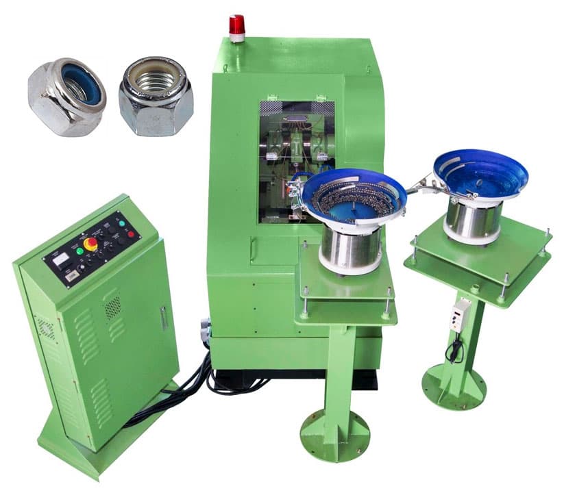machine for assembling hexagon locknuts and nylon rings