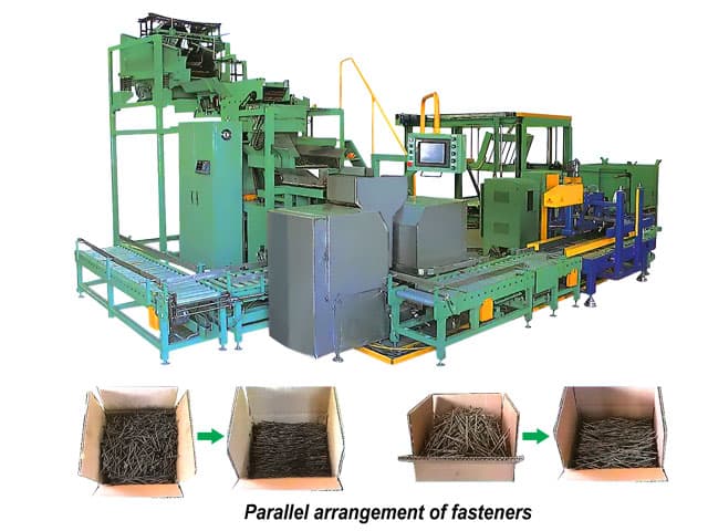 line for packing fasteners into carton