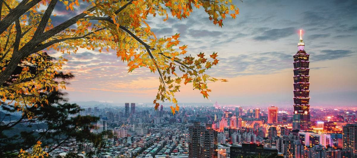 Taiwan. View of Taipei 101 from Elephant Mountain
